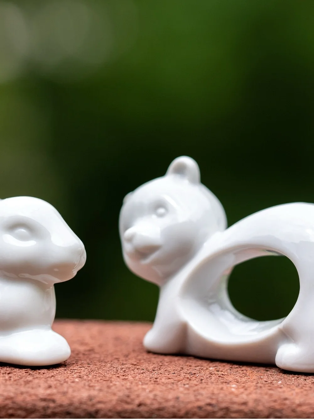 Vintage Japan White Porcelain Animal Napkin Rings Set of 8